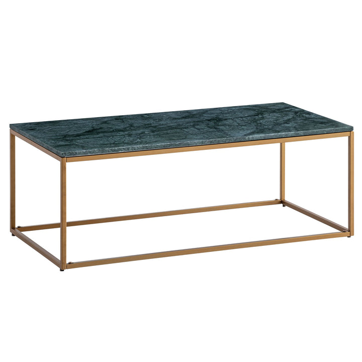 Couchtisch Grün Echter Marmor Metall Gold 100x50x35 cm Modern Rechteckig Groß