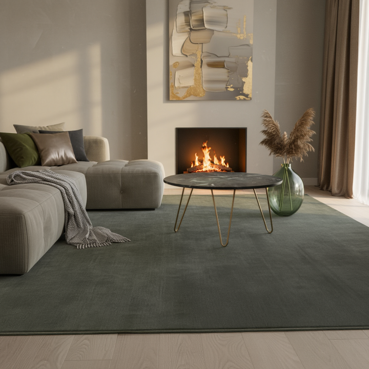 Couchtisch Echter Marmor Grün 70x70x35 cm Sofatisch Metall Gold - Design Dreibein Wohnzimmertisch Rund Modern - Marmortisch Loungetisch Groß - Kaffeetisch Haarnadelbeine_