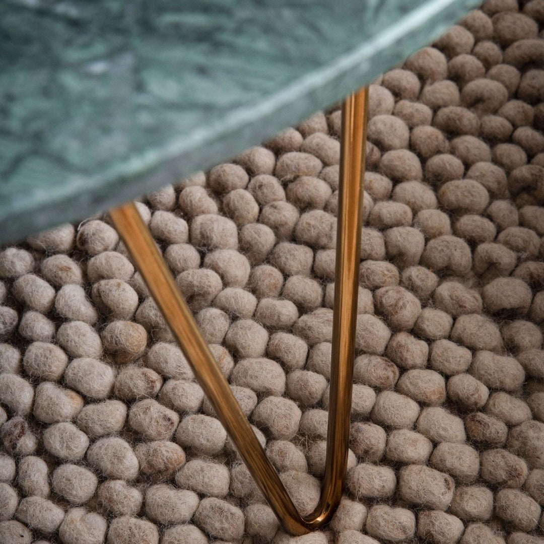 Couchtisch Echter Marmor Grün 70x70x35 cm Sofatisch Metall Gold - Design Dreibein Wohnzimmertisch Rund Modern - Marmortisch Loungetisch Groß - Kaffeetisch Haarnadelbeine_