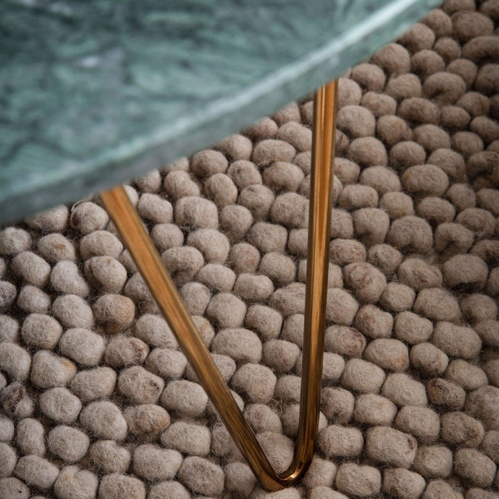 Couchtisch Echter Marmor Grün 70x70x35 cm Sofatisch Metall Gold - Design Dreibein Wohnzimmertisch Rund Modern - Marmortisch Loungetisch Groß - Kaffeetisch Haarnadelbeine_