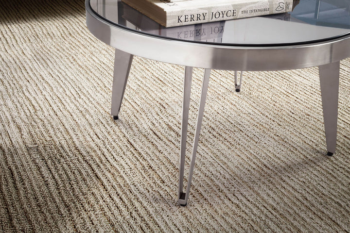 Couchtisch Rund in Silber aus Glas und Metall, Modernes Design, 60x60x33cm, Kompakte Größe
