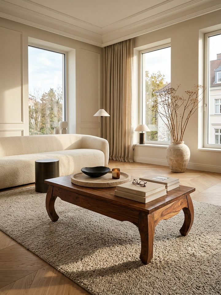 Couchtisch KANADA_ Opium-Form_ Massivholz_ Akazienholz_ handgefertigt_ pflegeleicht - KADIMA DESIGN_Farbe_ Braun_ Größe_ 110x60x40 cm_