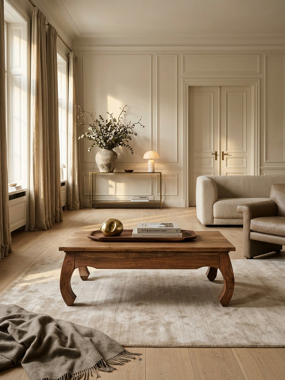 Couchtisch KANADA_ Opium-Form_ Massivholz_ Akazienholz_ handgefertigt_ pflegeleicht - KADIMA DESIGN_Farbe_ Braun_ Größe_ 110x60x40 cm_