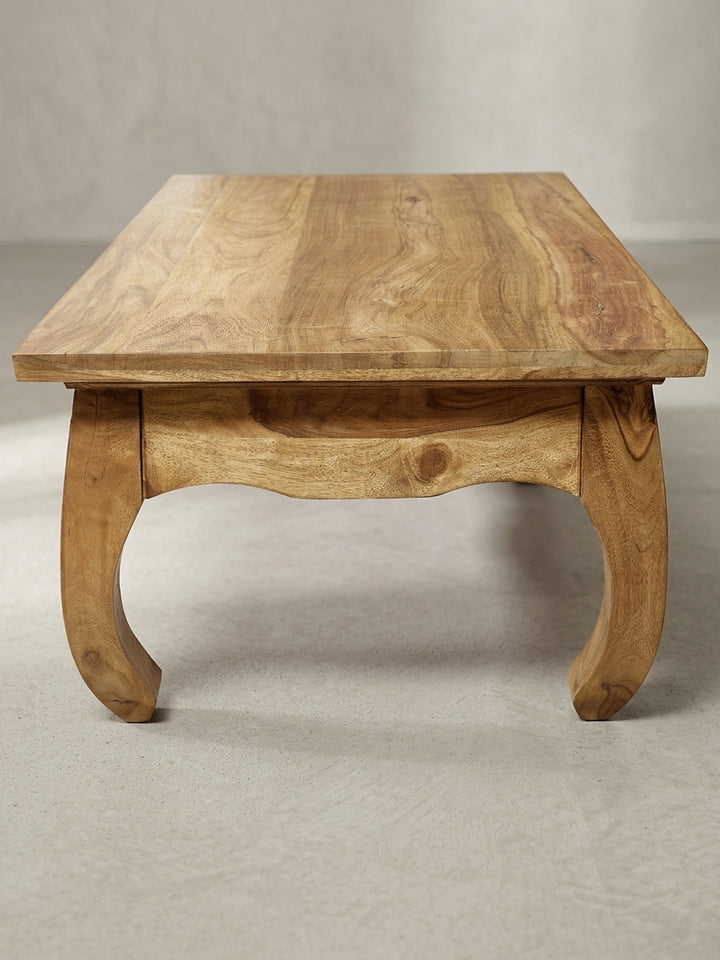 Couchtisch aus Akazie Massivholz natur 60x110x40 cm mit Ablagefach Design Möbel Einrichtung modern stilvoll robust hochwertig Premium Wohnzimmer Wohnen Interior Zuhause elegant langlebig_