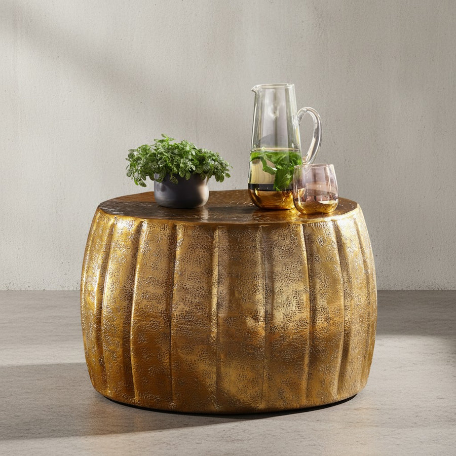 Couchtisch LIMENTRA_ Orientalisch_ Aluminium_ Strukturen_ verschiedene Farben - KADIMA DESIGN_Farbe_ Gold_ Größe_ 60x60x36 cm_