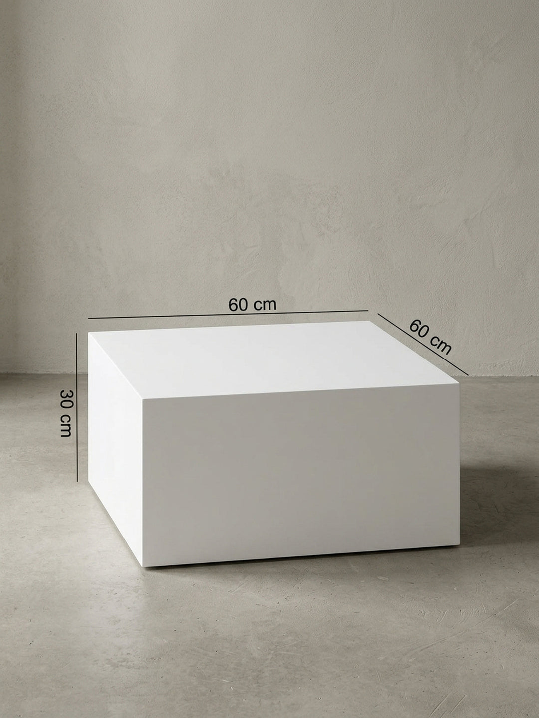 Couchtisch hochwertig weiß Konstruktionsdetail Nahansicht der Verbindungen und Oberfläche 60x60x30 cm Studioaufnahme_