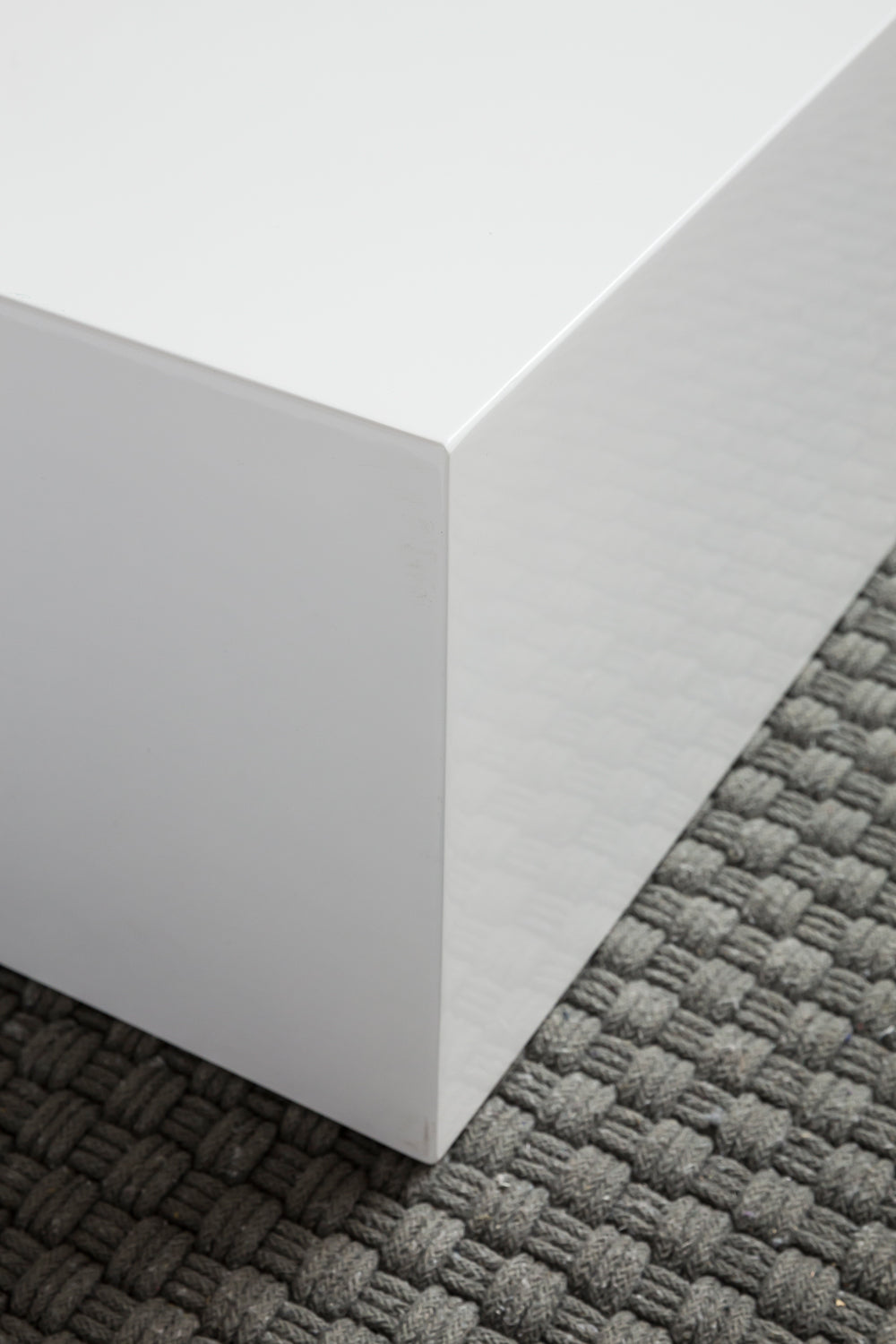 Couchtisch MONOBLOC 60x30x60 cm Hochglanz mit Marmor Optik Weiß - Design Wohnzimmertisch Cube Quadratisch - Lounge Beistelltisch Würfel Form_