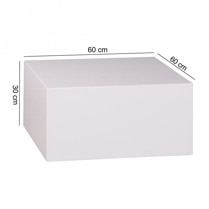 Couchtisch MONOBLOC 60x30x60 cm Hochglanz mit Marmor Optik Weiß - Design Wohnzimmertisch Cube Quadratisch - Lounge Beistelltisch Würfel Form_