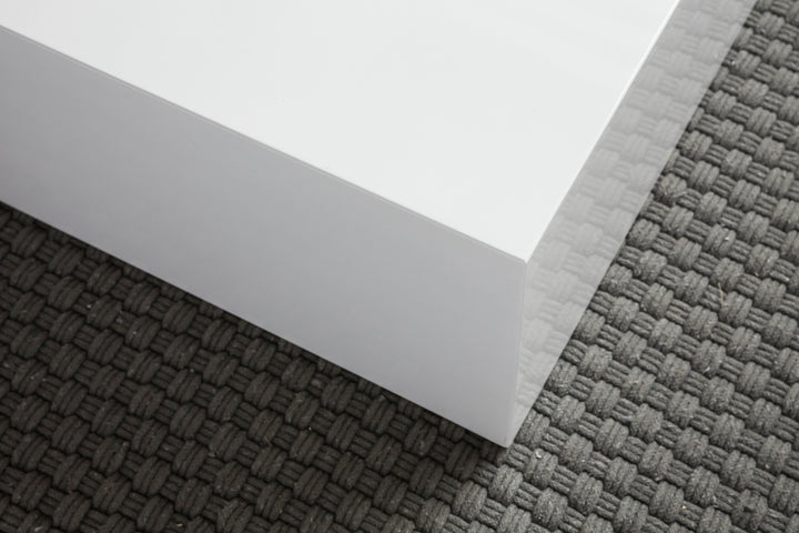 Couchtisch MONOBLOC 60x30x60 cm Hochglanz mit Marmor Optik Weiß - Design Wohnzimmertisch Cube Quadratisch - Lounge Beistelltisch Würfel Form_