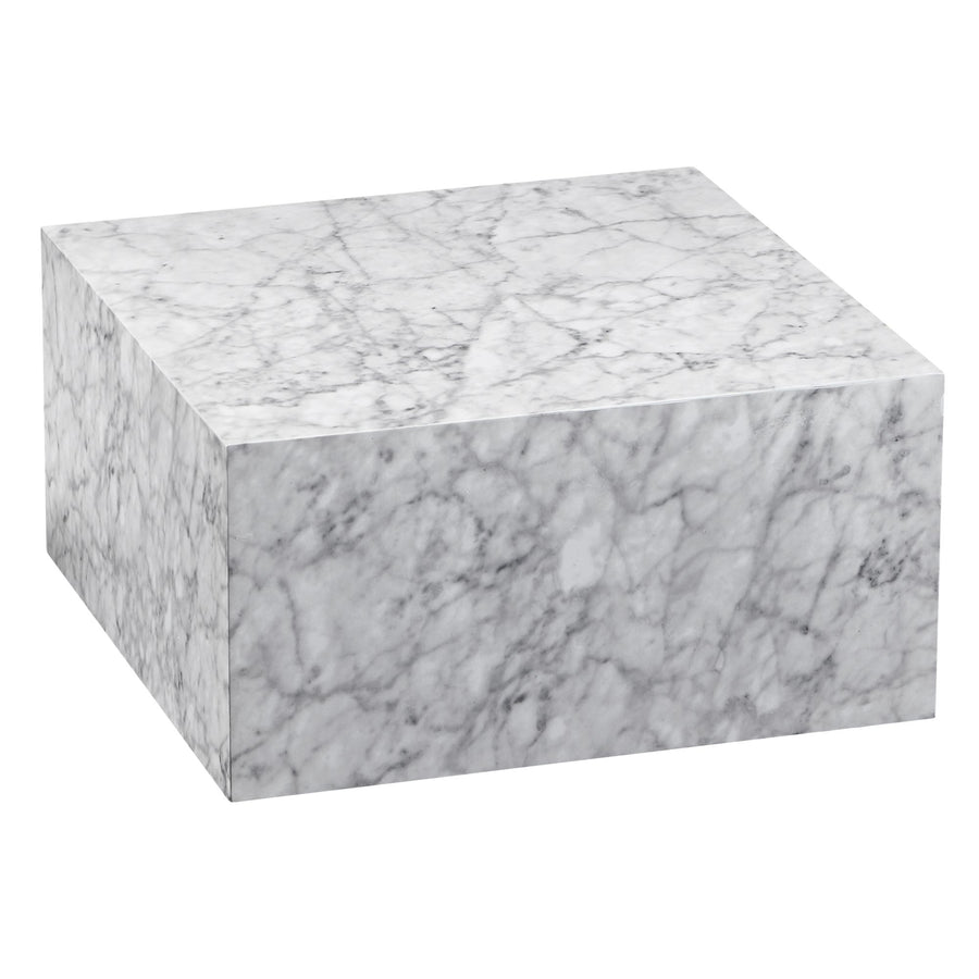 Couchtisch Weiß Hochglanz Marmor-Optik 60x30x60cm Quadratisch