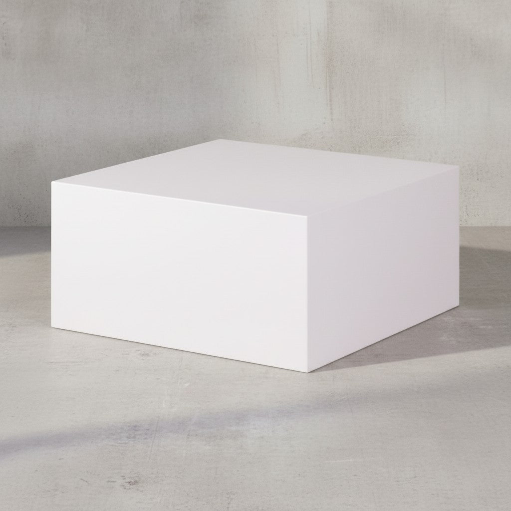 Couchtisch MONOBLOC 60x30x60 cm Hochglanz mit Marmor Optik Weiß - Design Wohnzimmertisch Cube Quadratisch - Lounge Beistelltisch Würfel Form_