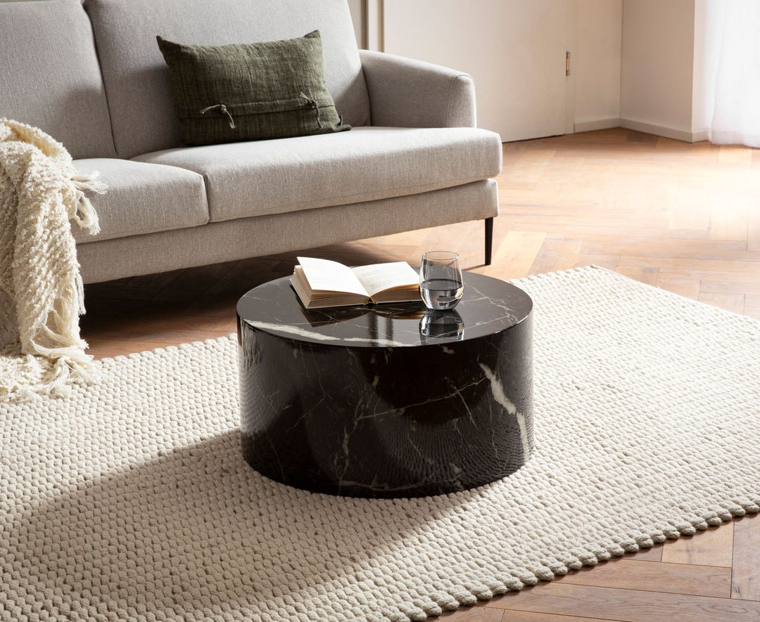 Couchtisch mit Hochglanz-Oberfläche, Marmor-Optik, Design rund
