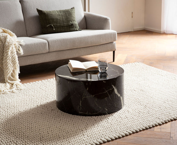 Couchtisch mit Hochglanz-Oberfläche, Marmor-Optik, Design rund