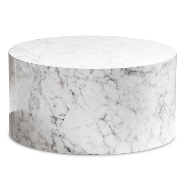 Couchtisch mit Hochglanz-Oberfläche, Marmor-Optik, Design rund