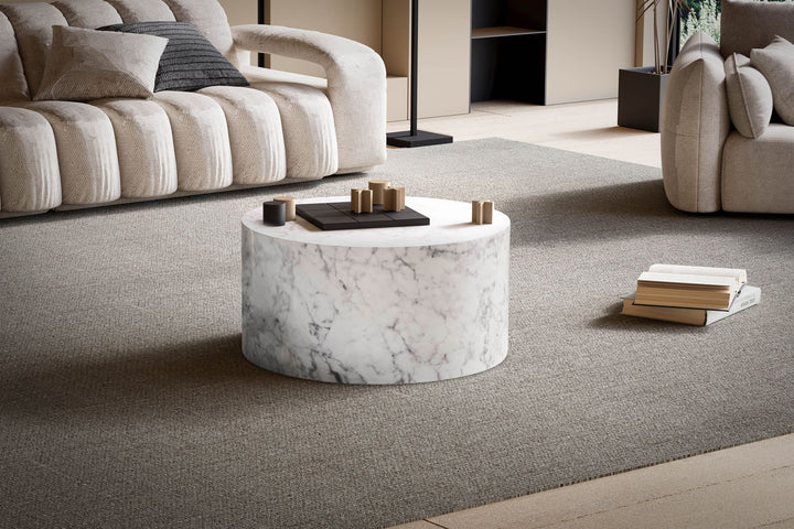 Couchtisch mit Hochglanz-Oberfläche, Marmor-Optik, Design rund