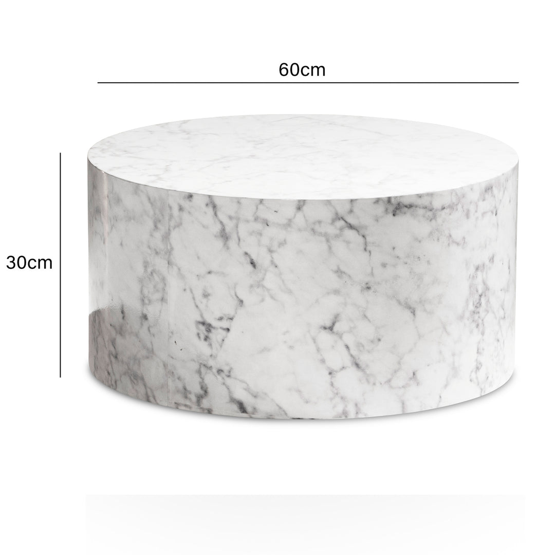 Couchtisch mit Hochglanz-Oberfläche, Marmor-Optik, Design rund