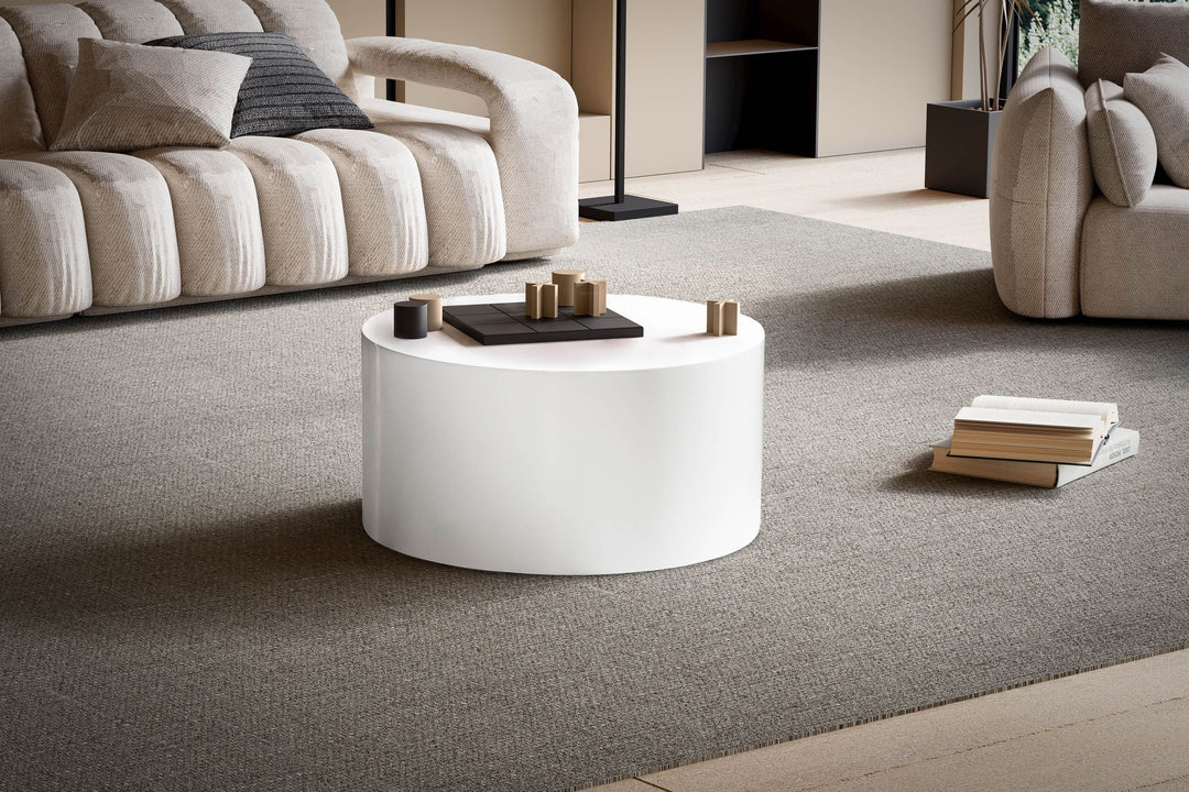 Couchtisch rund in Weiß Hochglanz, 60x60x30 cm, Modernes Design