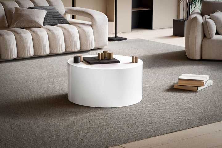 Couchtisch rund in Weiß Hochglanz, 60x60x30 cm, Modernes Design