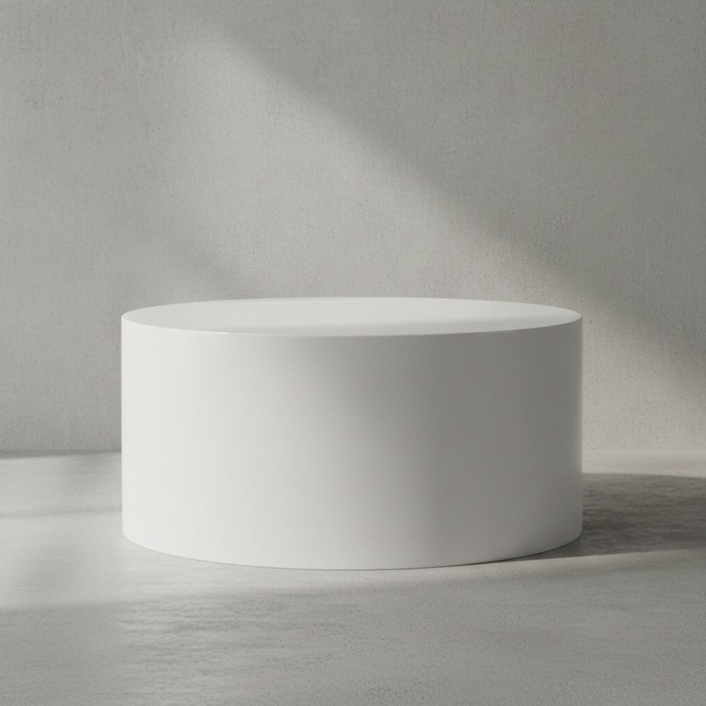 Couchtisch MONOBLOC 60x60x30 cm Weiß Hochglanz - Design Wohnzimmertisch Rund - Lounge Sofatisch Schlicht - Kaffeetisch Modern_