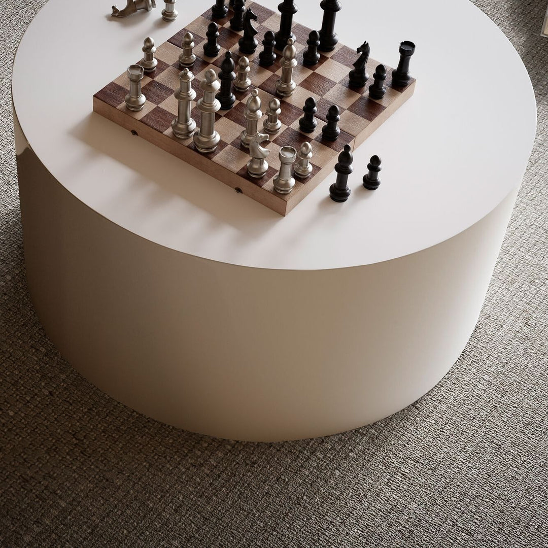 Runder Couchtisch MONOBLOC 60x60x30 cm in Weiß Hochglanz mit glatter Oberfläche _