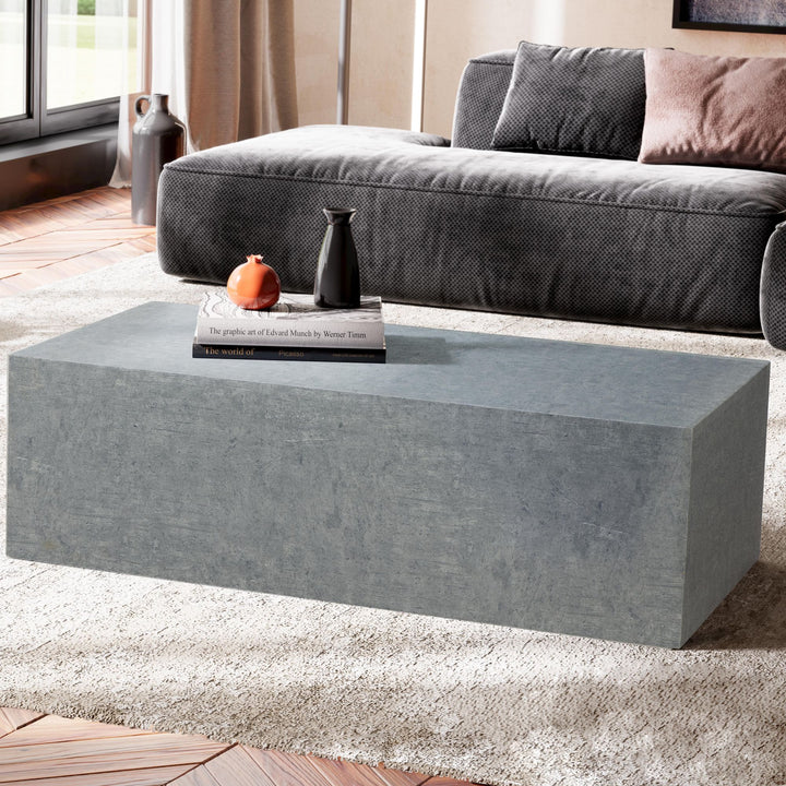 Couchtisch MONOBLOC 60x60x30 cm in Beton-Optik  - Design Wohnzimmertisch Cube Quadratisch - Lounge Sofatisch - Beistelltisch Würfel Form_