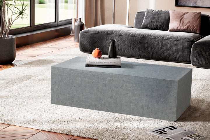 Couchtisch MONOBLOC 60x60x30 cm in Beton-Optik  - Design Wohnzimmertisch Cube Quadratisch - Lounge Sofatisch - Beistelltisch Würfel Form_