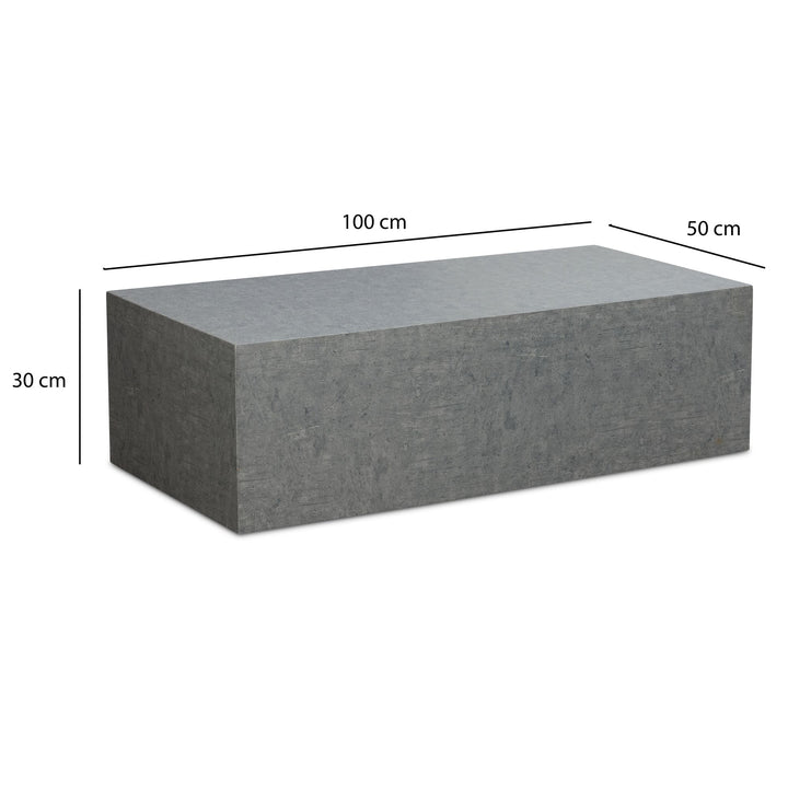 Couchtisch MONOBLOC 60x60x30 cm in Beton-Optik  - Design Wohnzimmertisch Cube Quadratisch - Lounge Sofatisch - Beistelltisch Würfel Form_
