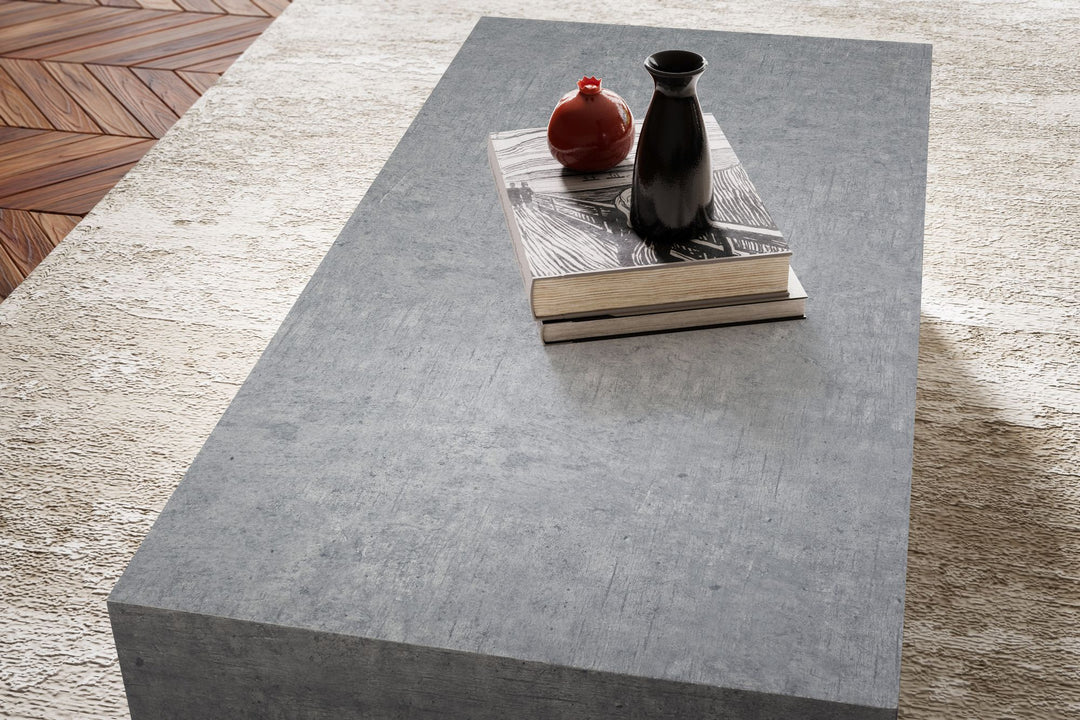 Couchtisch MONOBLOC 60x60x30 cm in Beton-Optik  - Design Wohnzimmertisch Cube Quadratisch - Lounge Sofatisch - Beistelltisch Würfel Form_