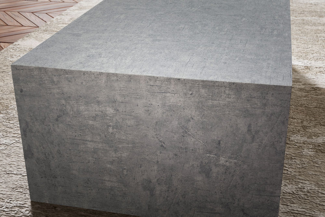 Couchtisch MONOBLOC 60x60x30 cm in Beton-Optik  - Design Wohnzimmertisch Cube Quadratisch - Lounge Sofatisch - Beistelltisch Würfel Form_