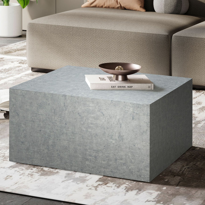 Couchtisch MONOBLOC 60x60x30 cm in Beton-Optik  - Design Wohnzimmertisch Cube Quadratisch - Lounge Sofatisch - Beistelltisch Würfel Form_