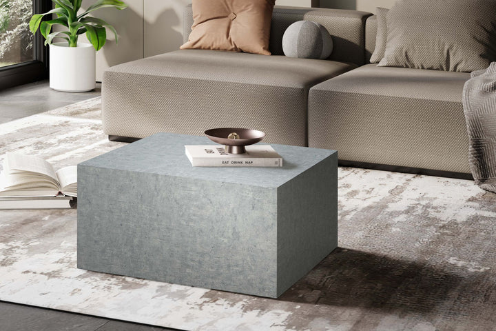 Couchtisch MONOBLOC 60x60x30 cm in Beton-Optik  - Design Wohnzimmertisch Cube Quadratisch - Lounge Sofatisch - Beistelltisch Würfel Form_