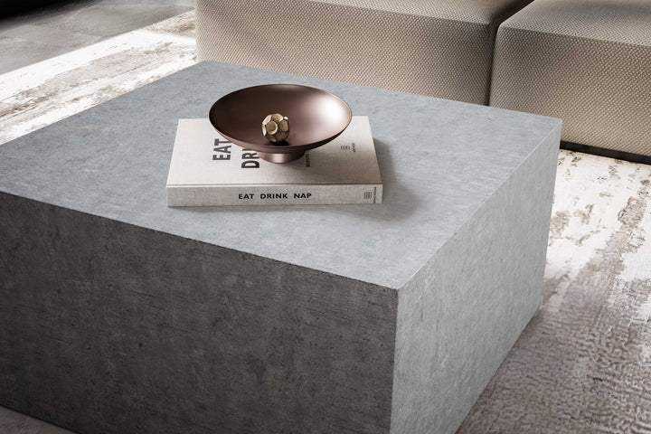 Couchtisch MONOBLOC 60x60x30 cm in Beton-Optik  - Design Wohnzimmertisch Cube Quadratisch - Lounge Sofatisch - Beistelltisch Würfel Form_