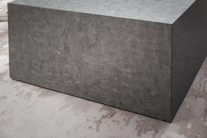 Couchtisch MONOBLOC 60x60x30 cm in Beton-Optik  - Design Wohnzimmertisch Cube Quadratisch - Lounge Sofatisch - Beistelltisch Würfel Form_