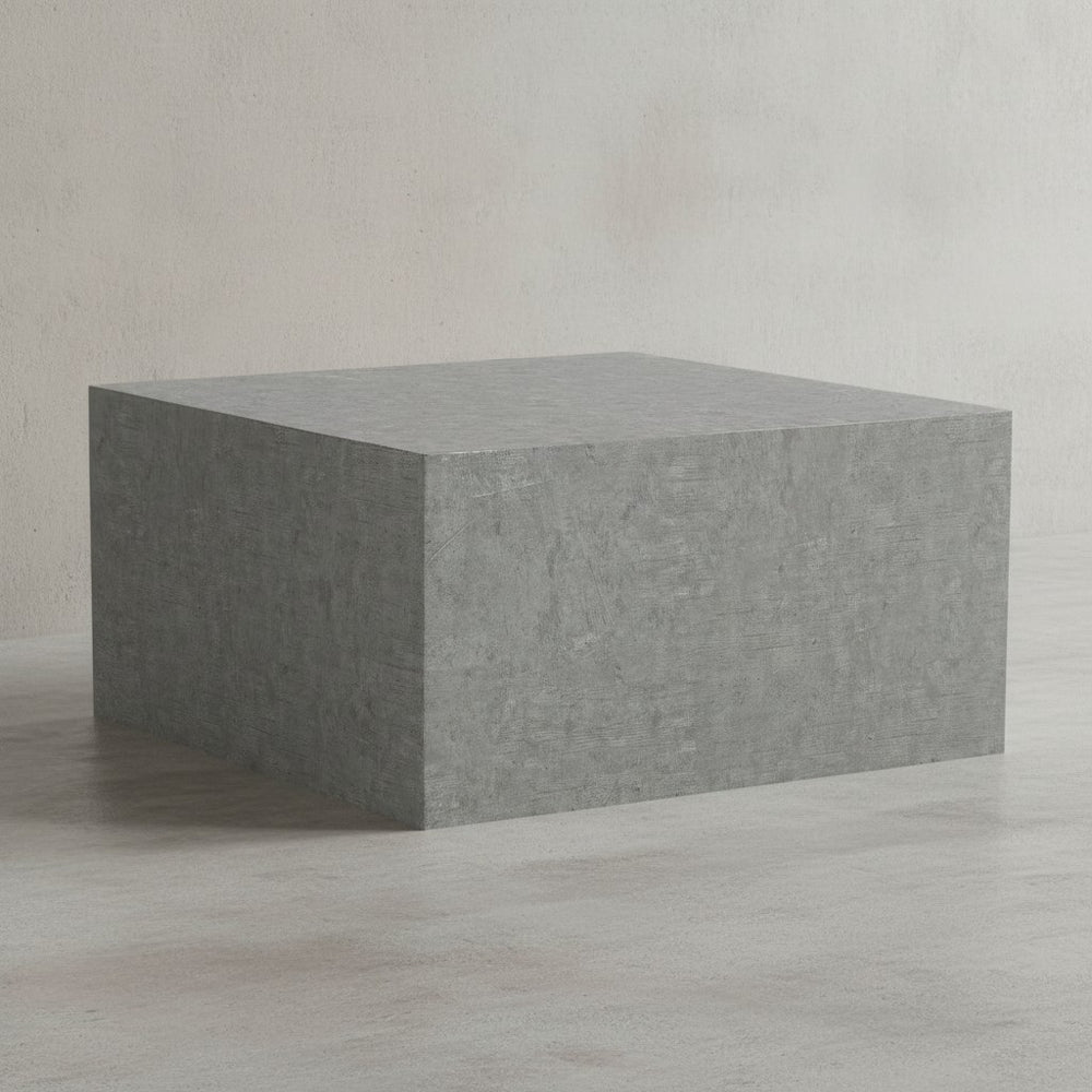 Couchtisch MONOBLOC 60x60x30 cm in Beton-Optik  - Design Wohnzimmertisch Cube Quadratisch - Lounge Sofatisch - Beistelltisch Würfel Form_