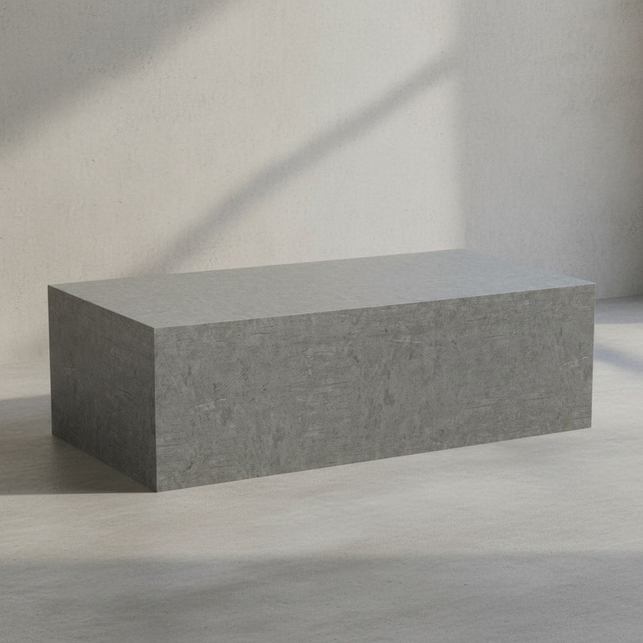 Couchtisch MONOBLOC 60x60x30 cm in Beton-Optik  - Design Wohnzimmertisch Cube Quadratisch - Lounge Sofatisch - Beistelltisch Würfel Form_