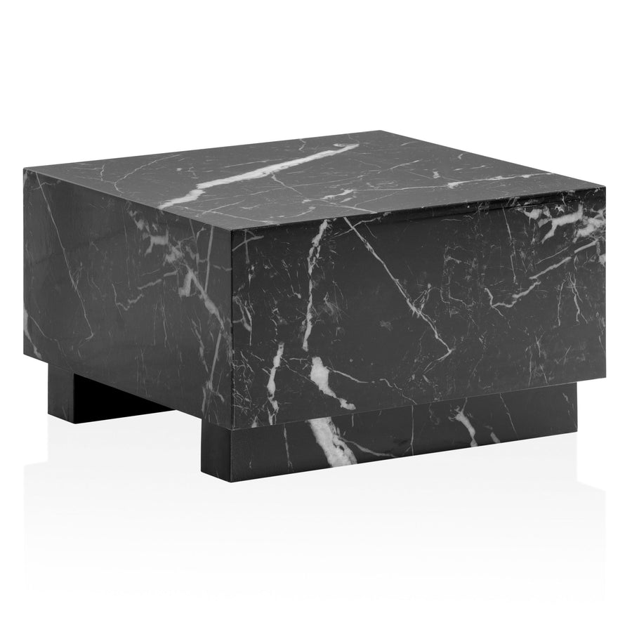 Couchtisch MONOBLOC in Hochglanz mit Marmor Optik, Quadratisch, Würfel-Form