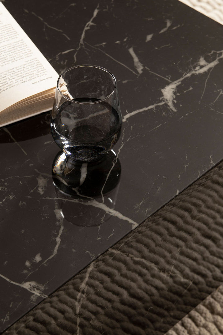 Couchtisch MONOBLOC in Hochglanz mit Marmor Optik, Quadratisch, Würfel-Form