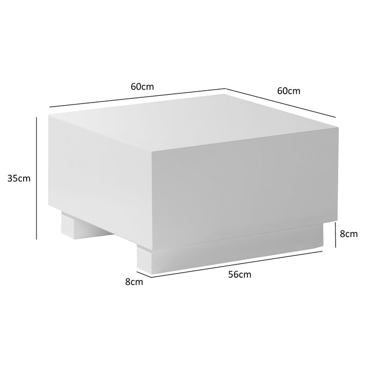 Couchtisch in Würfelform, Weiß Hochglanz, 60x60x35 cm, modernes Design