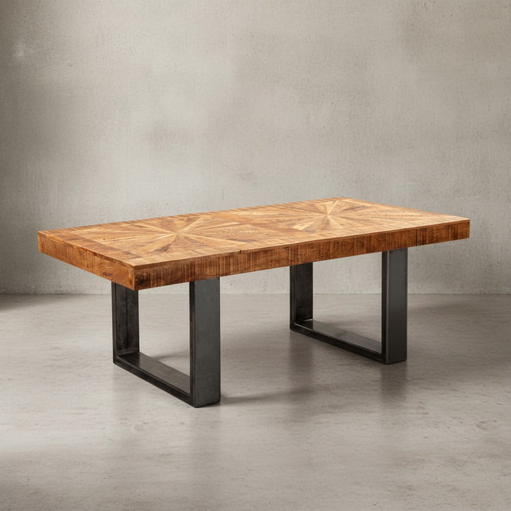 Couchtisch Mango_ rustikaler Stil_ Metallbeine_ 105x40x55 cm_ 50 kg Belastbarkeit - KADIMA DESIGN_Größe_ 105x55x40 cm_