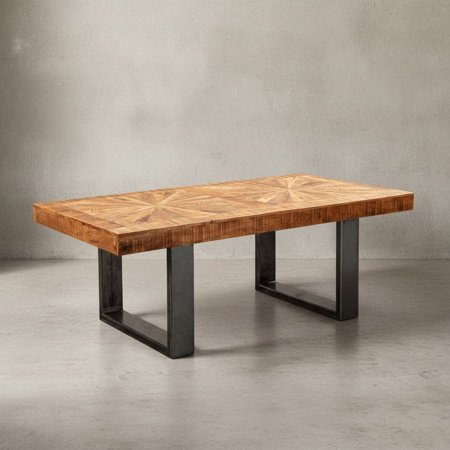 Couchtisch Mango_ rustikaler Stil_ Metallbeine_ 105x40x55 cm_ 50 kg Belastbarkeit - KADIMA DESIGN_Größe_ 105x55x40 cm_