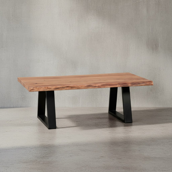Couchtisch Massivholz Akazie - Modernes Design_ Einzigartige Maserung_ Handgefertigt_ Einfache Montage_ KADIMA DESIGN_Größe_ 115x60x40 cm_