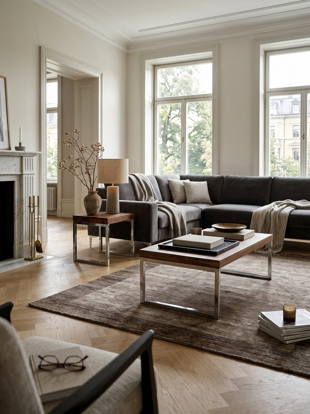 Couchtisch ISEN_ Massivholz_ Chromfüße_ 120x40x60 cm_ handgefertigt_ Sheesham/Akazie - KADIMA DESIGN_Farbe_ Beige_ Größe_ 120x60x40 cm_