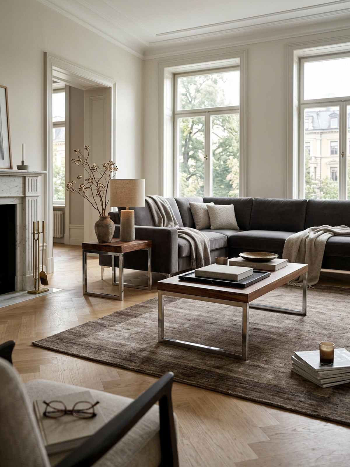 Couchtisch ISEN_ Massivholz_ Chromfüße_ 120x40x60 cm_ handgefertigt_ Sheesham/Akazie - KADIMA DESIGN_Farbe_ Beige_ Größe_ 120x60x40 cm_