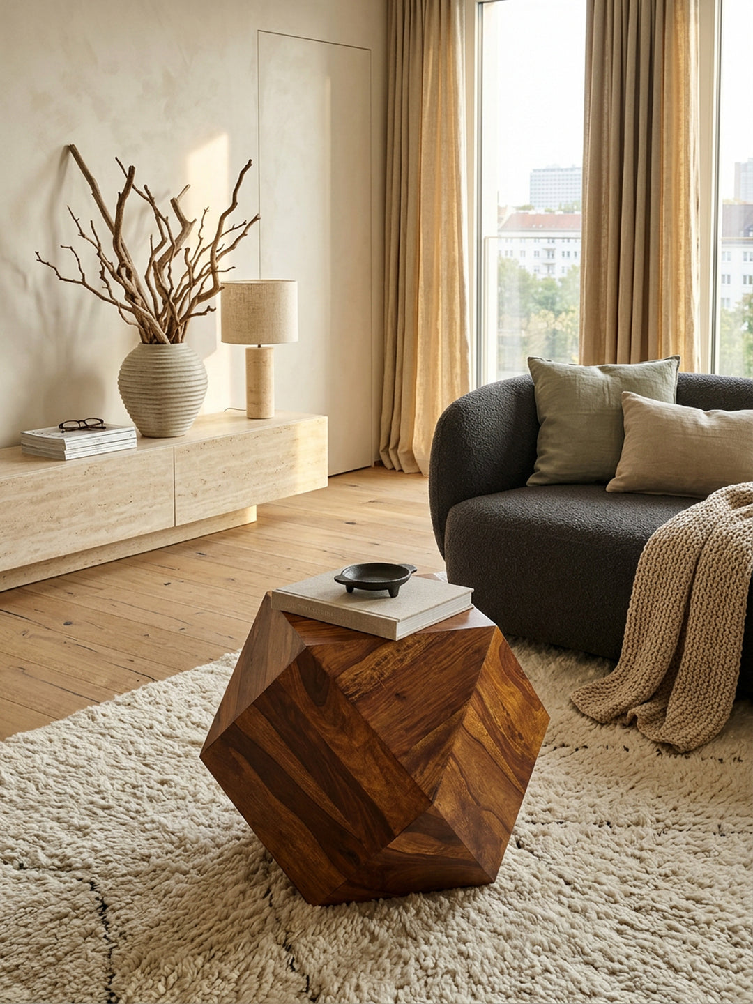 Couchtisch Sheesham Massivholz | Diamant-Design &amp; Handarbeit_