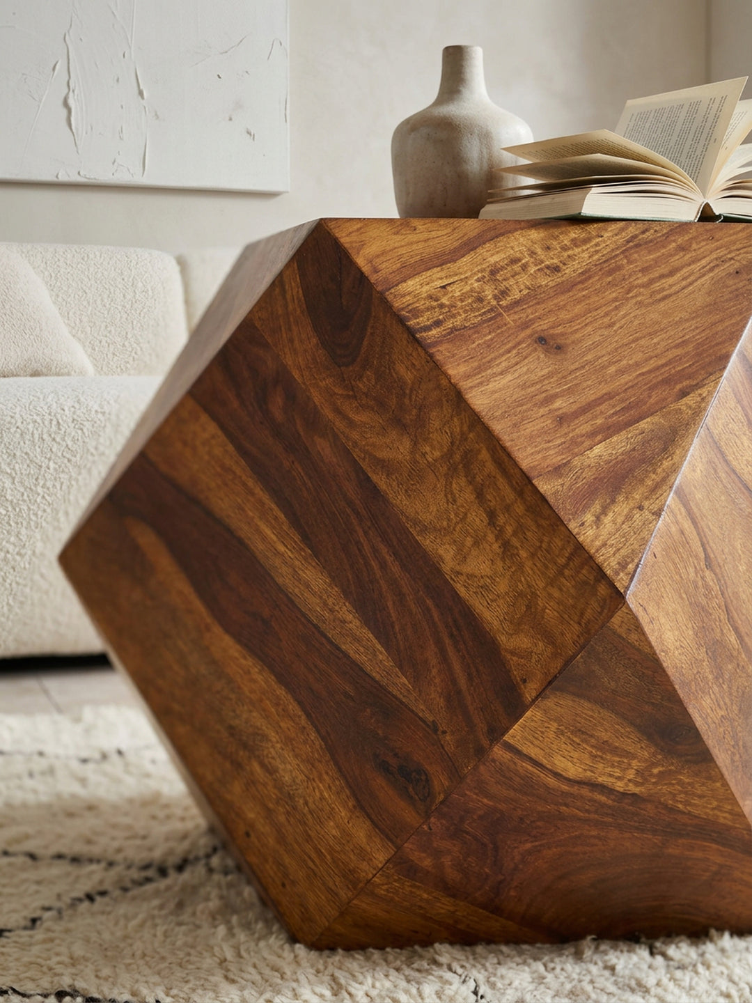 Couchtisch Sheesham Massivholz | Diamant-Design &amp; Handarbeit_