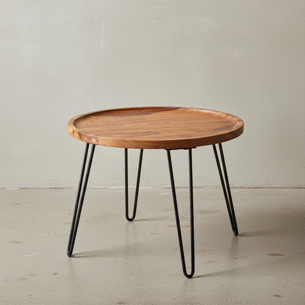 Sheeshamholz Couchtisch_ Haarnadelbeine_ modernes Design_ große Ablagefläche - KADIMA DESIGN_Größe_ 60x60x45 cm_