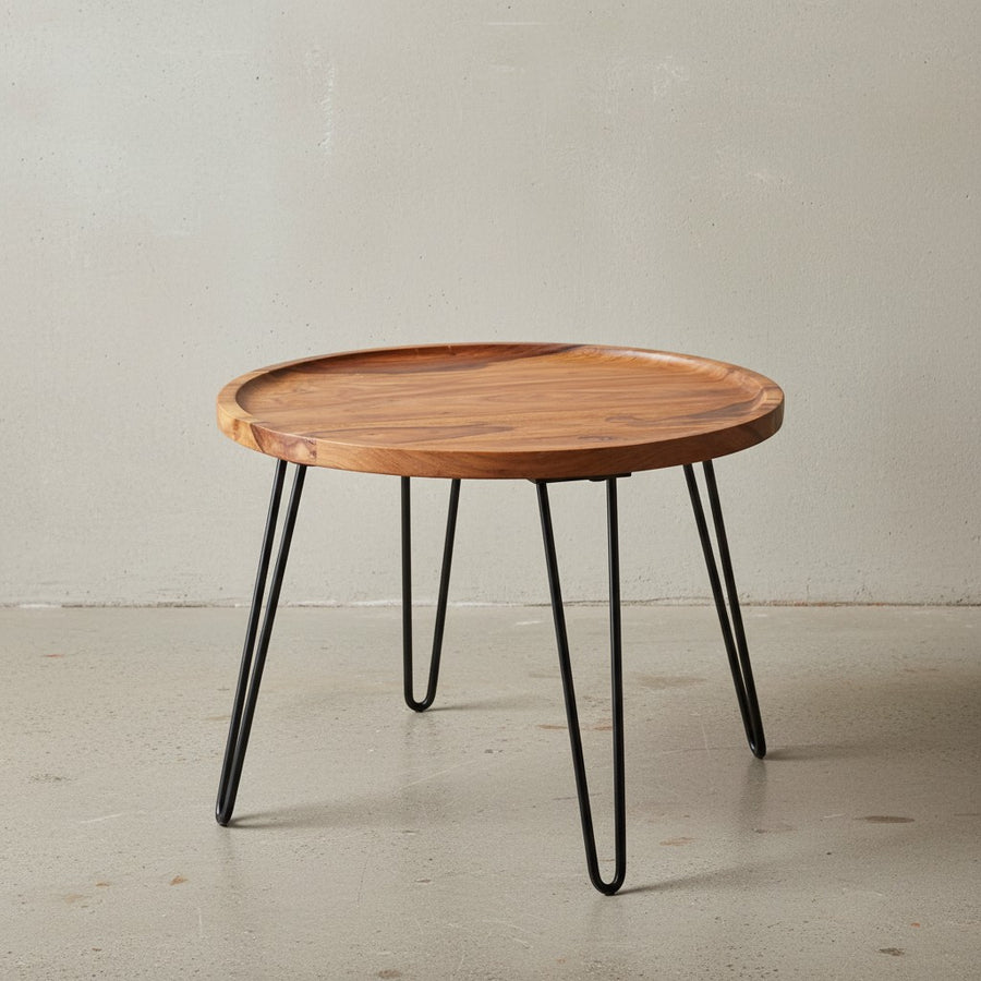 Sheeshamholz Couchtisch_ Haarnadelbeine_ modernes Design_ große Ablagefläche - KADIMA DESIGN_Größe_ 60x60x45 cm_