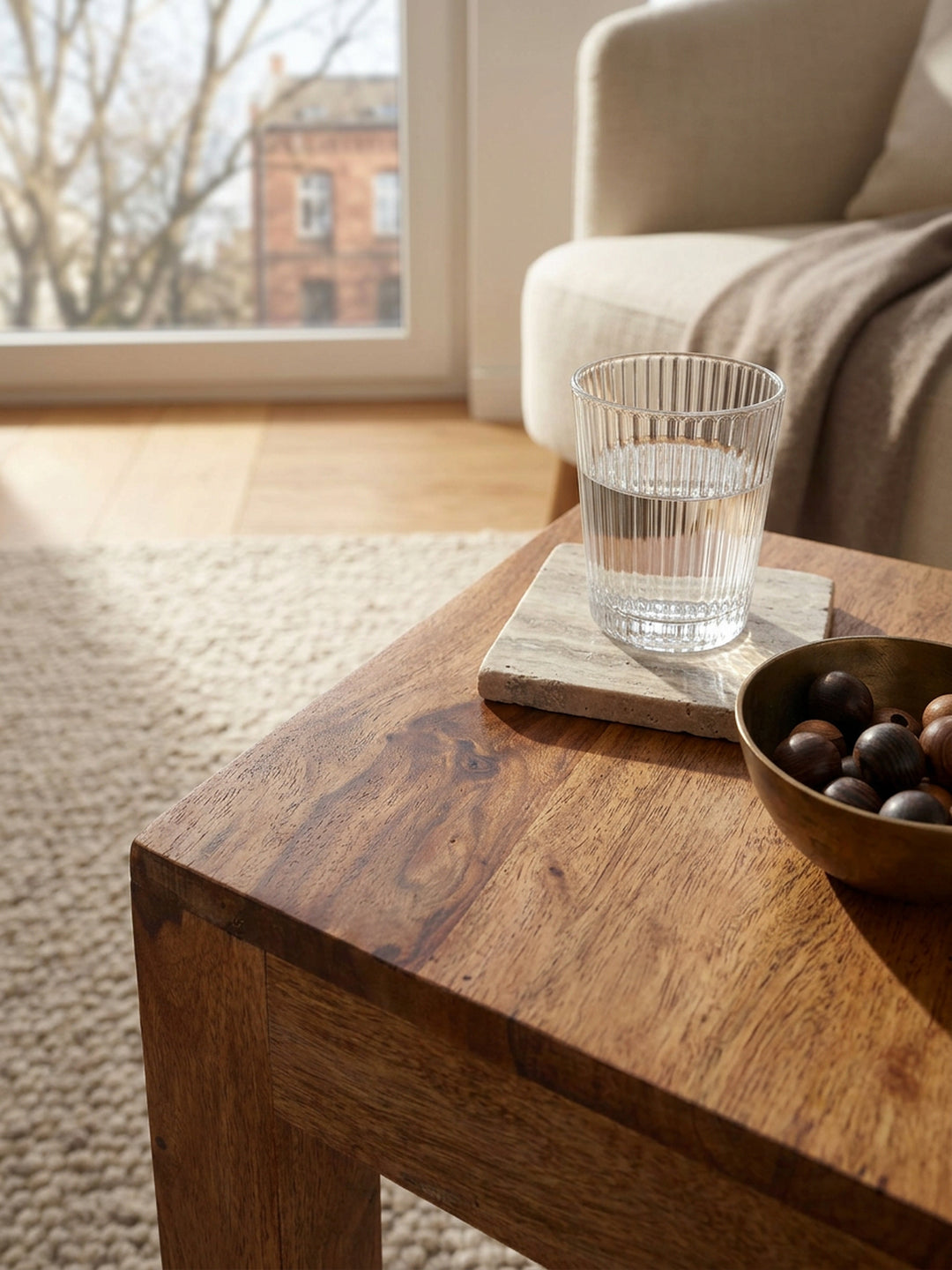 Massivholz-Tisch NAKO_ Handgefertigt_ 45x40x45 cm_ Sheeshamholz_ 50kg Belastbarkeit - KADIMA DESIGN_Farbe_ Braun_ Größe_ 35x35x45 cm_