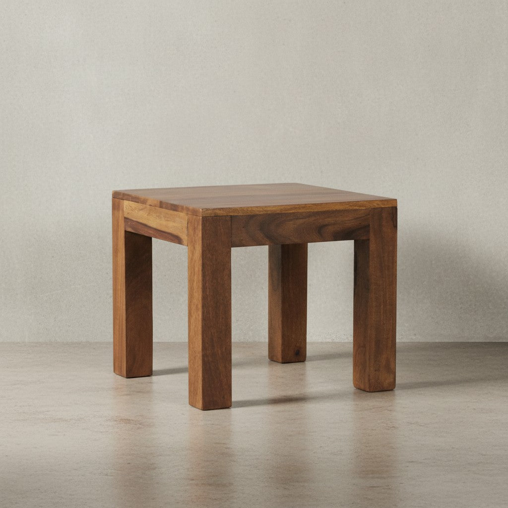 Massivholz-Tisch NAKO_ Handgefertigt_ 45x40x45 cm_ Sheeshamholz_ 50kg Belastbarkeit - KADIMA DESIGN_Farbe_ Braun_ Größe_ 45x45x40 cm_