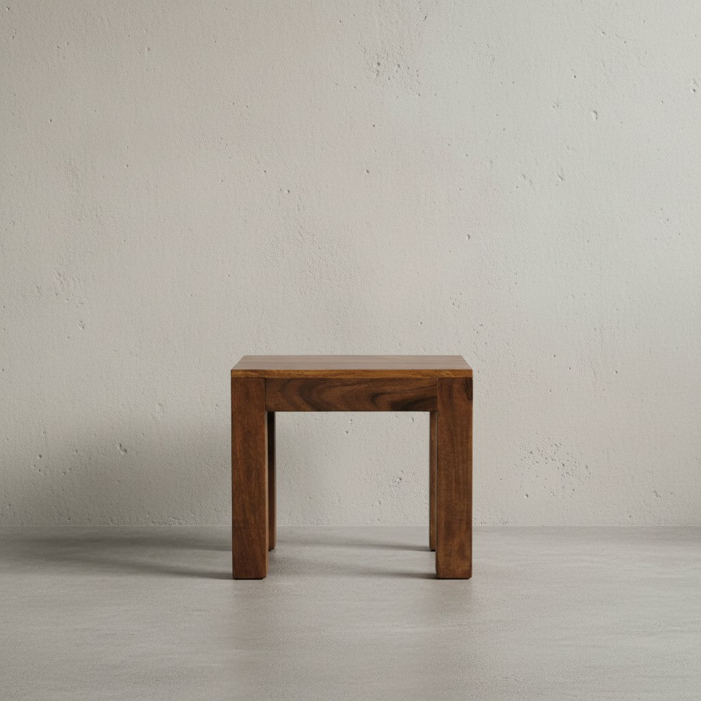 Massivholz-Tisch NAKO_ Handgefertigt_ 45x40x45 cm_ Sheeshamholz_ 50kg Belastbarkeit - KADIMA DESIGN_Farbe_ Braun_ Größe_ 45x45x40 cm_